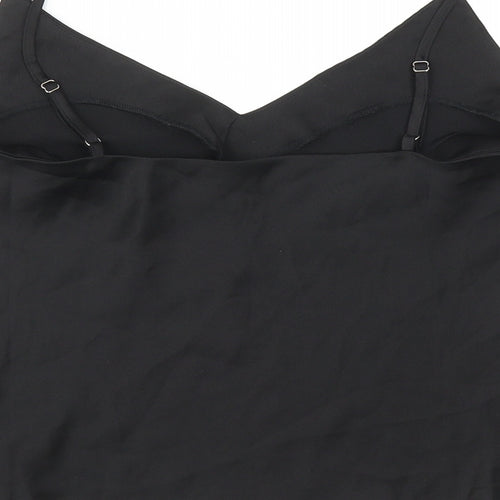 Fanco Womens Black Herringbone Polyester Basic Tank Size L V-Neck