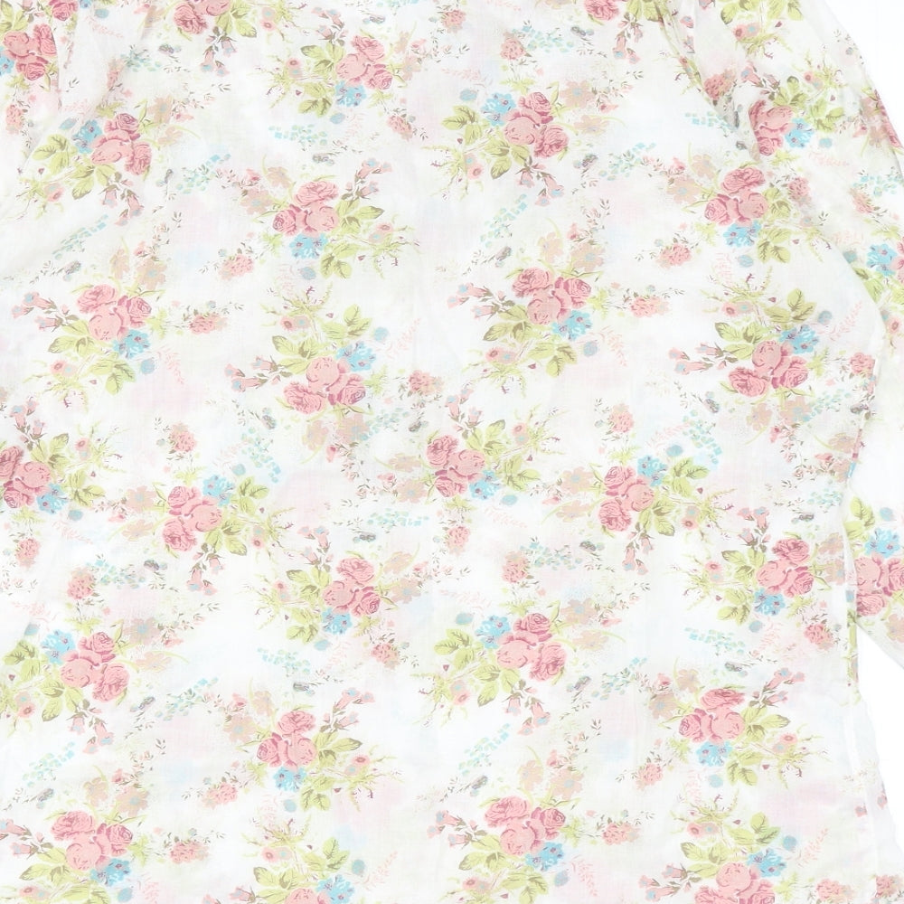 Marks and Spencer Womens Multicoloured Floral Cotton Basic Blouse Size 12 V-Neck - Pintuck