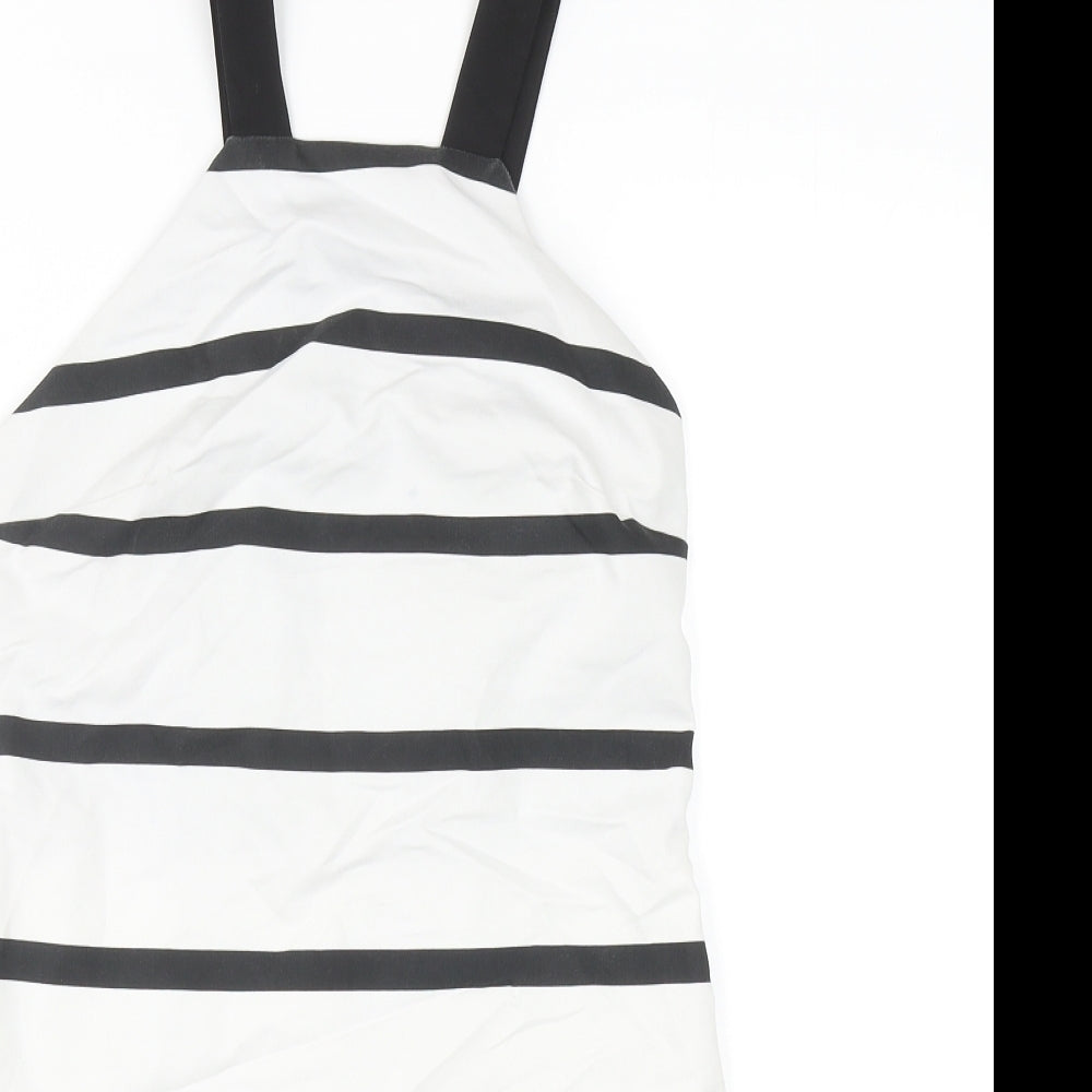 Zara Womens White Striped Cotton Romper One-Piece Size S L3 in Zip