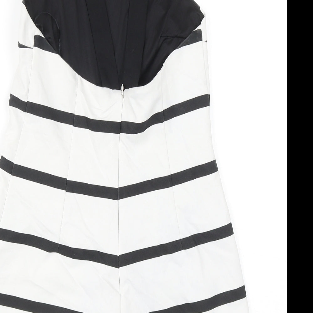 Zara Womens White Striped Cotton Romper One-Piece Size S L3 in Zip