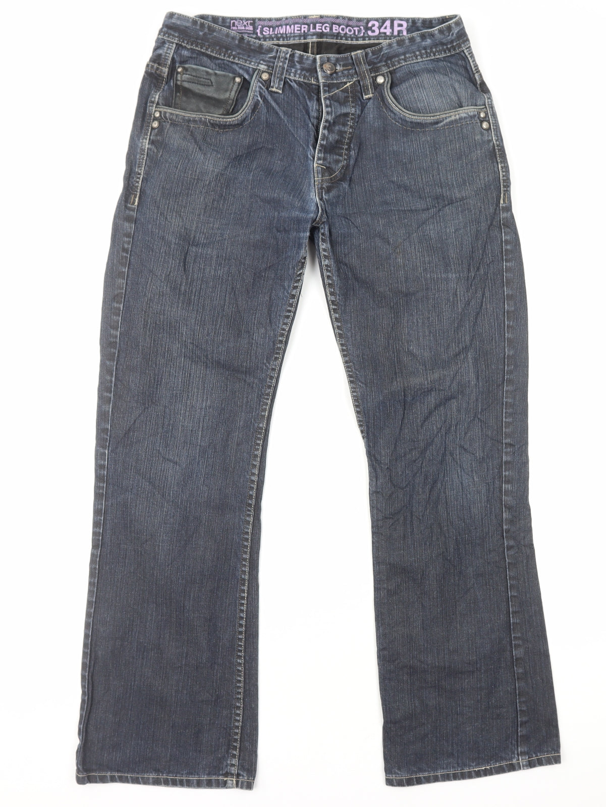 NEXT Mens Blue Cotton Straight Jeans Size M L31 in Regular Button