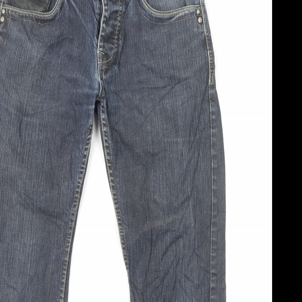 NEXT Mens Blue Cotton Straight Jeans Size M L31 in Regular Button
