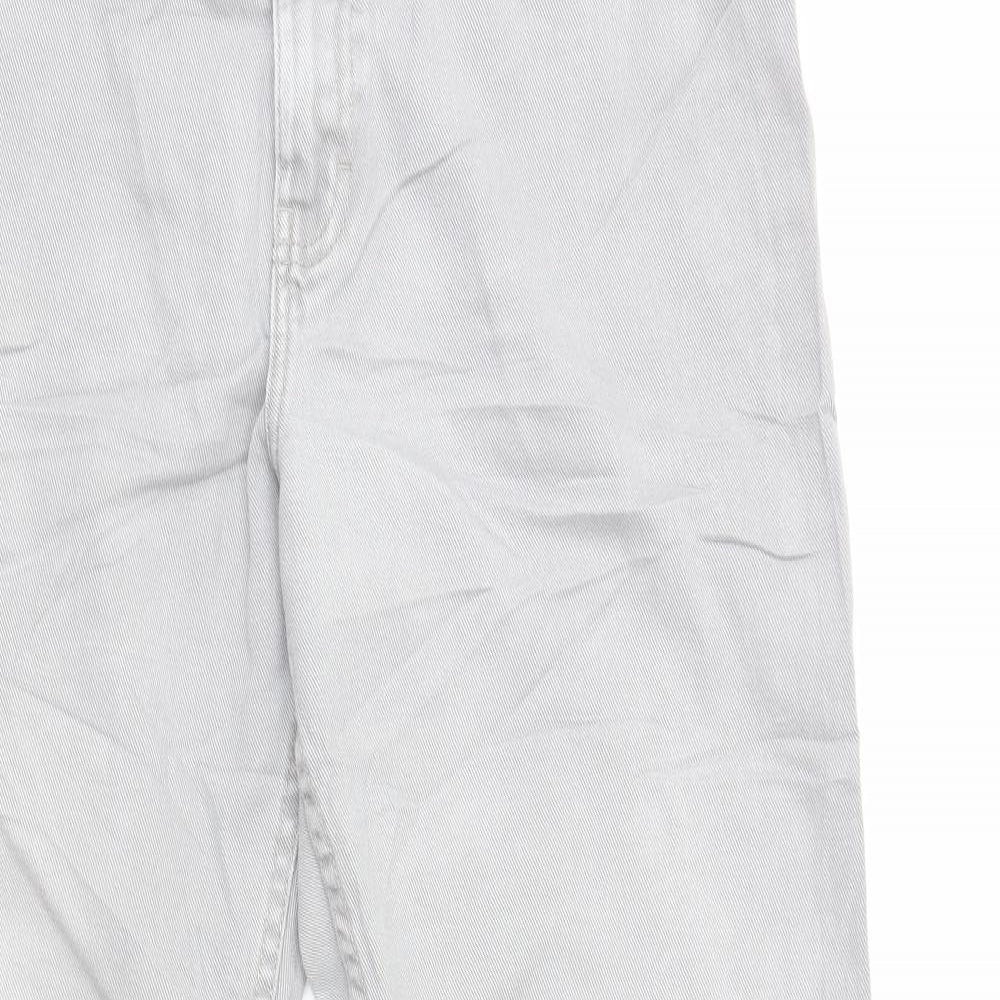 Marks and Spencer Mens Grey Herringbone Cotton Straight Jeans Size XL L33 in Regular Zip