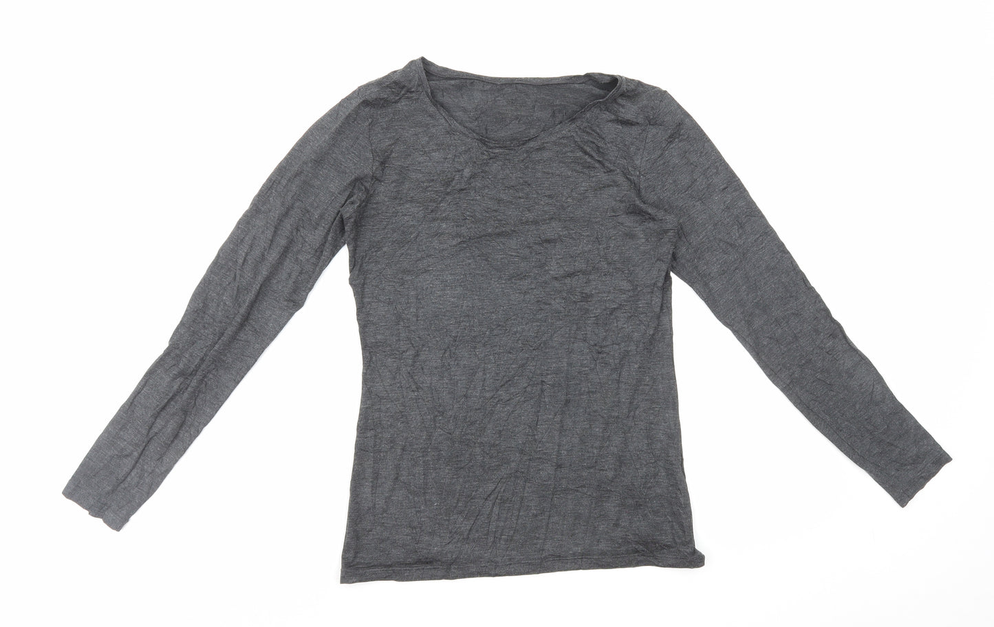 Uniqlo Womens Grey Polyester Basic T-Shirt Size 12 Scoop Neck