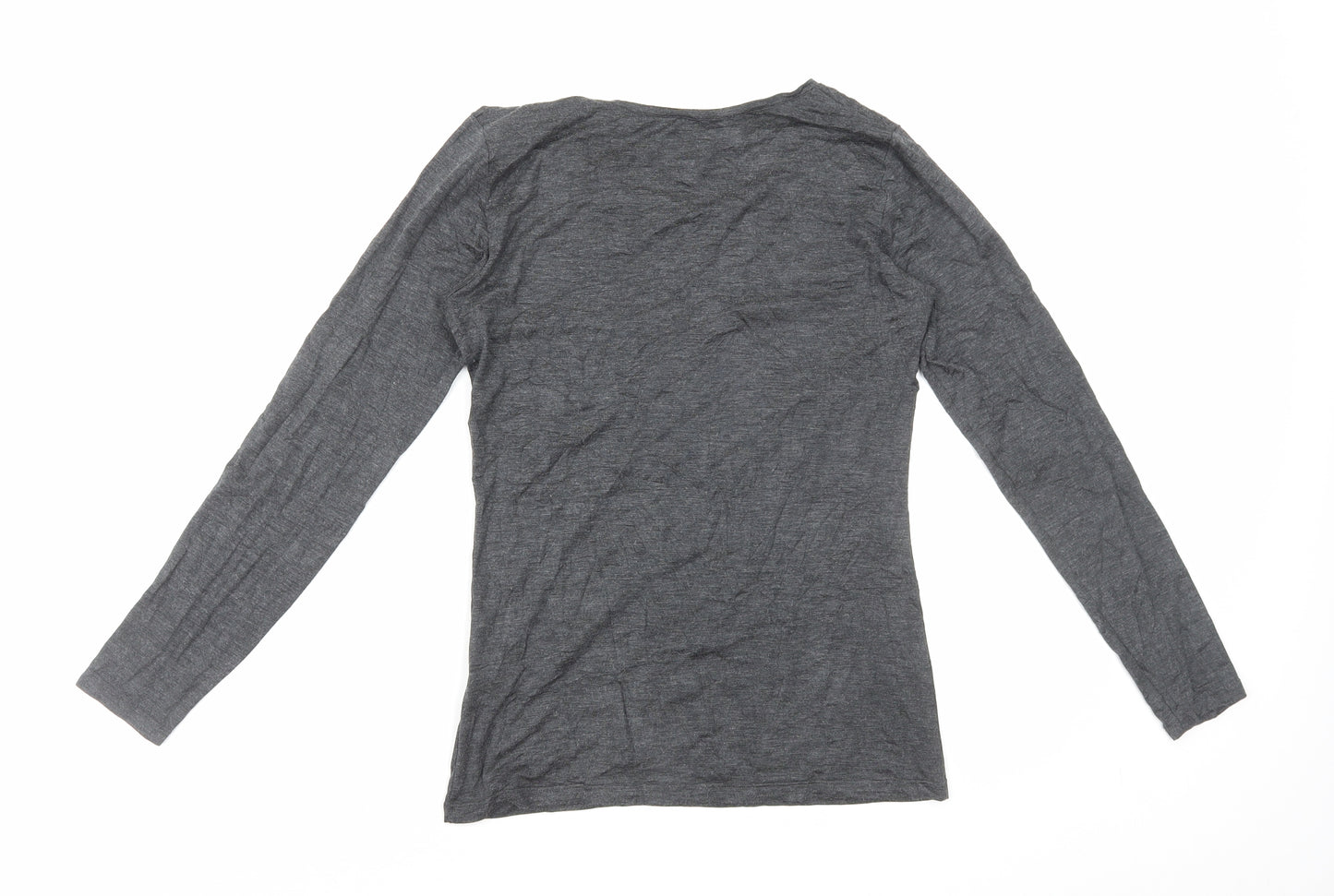 Uniqlo Womens Grey Polyester Basic T-Shirt Size 12 Scoop Neck