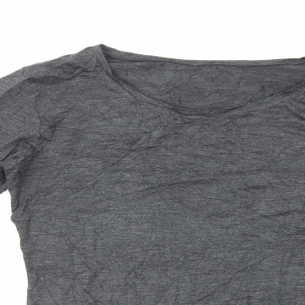 Uniqlo Womens Grey Polyester Basic T-Shirt Size 12 Scoop Neck