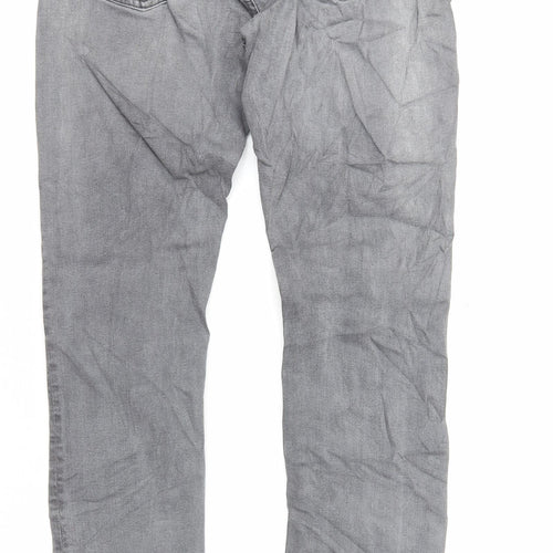 Marks and Spencer Mens Grey Cotton Skinny Jeans Size M L34 in Regular Button