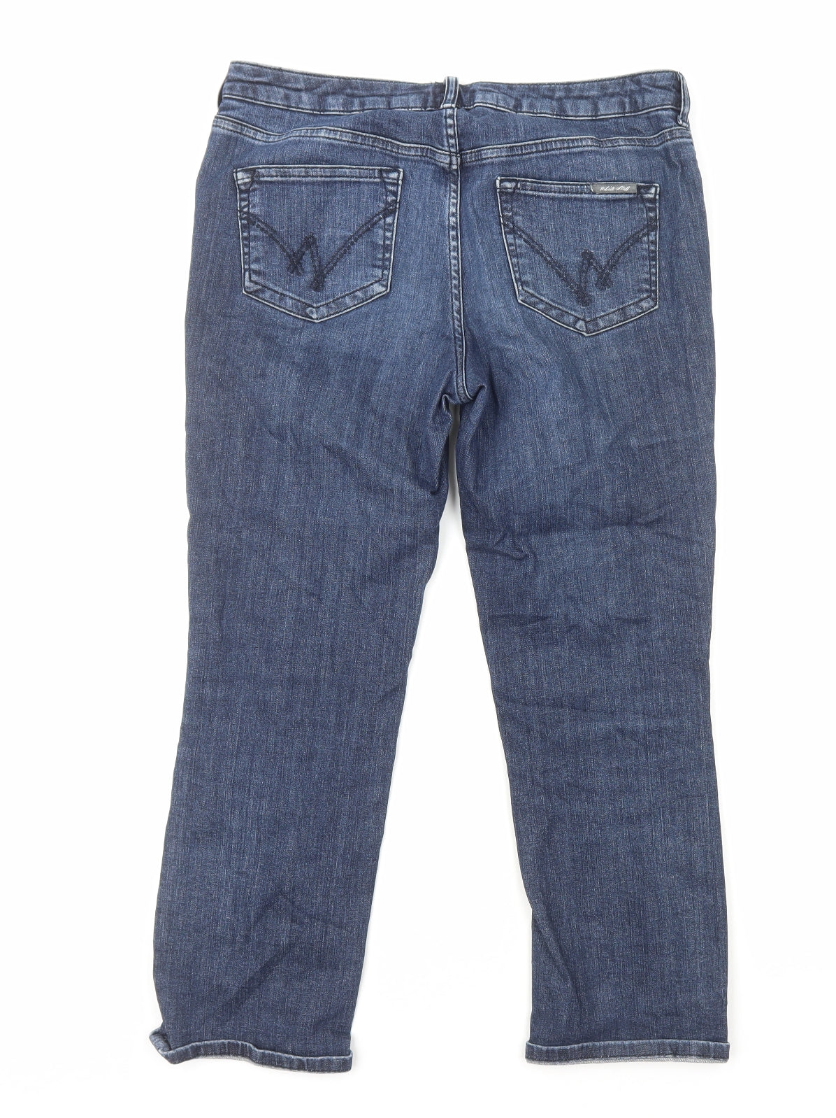 White Stuff Womens Blue Cotton Straight Jeans Size 10 L25 in Regular Zip