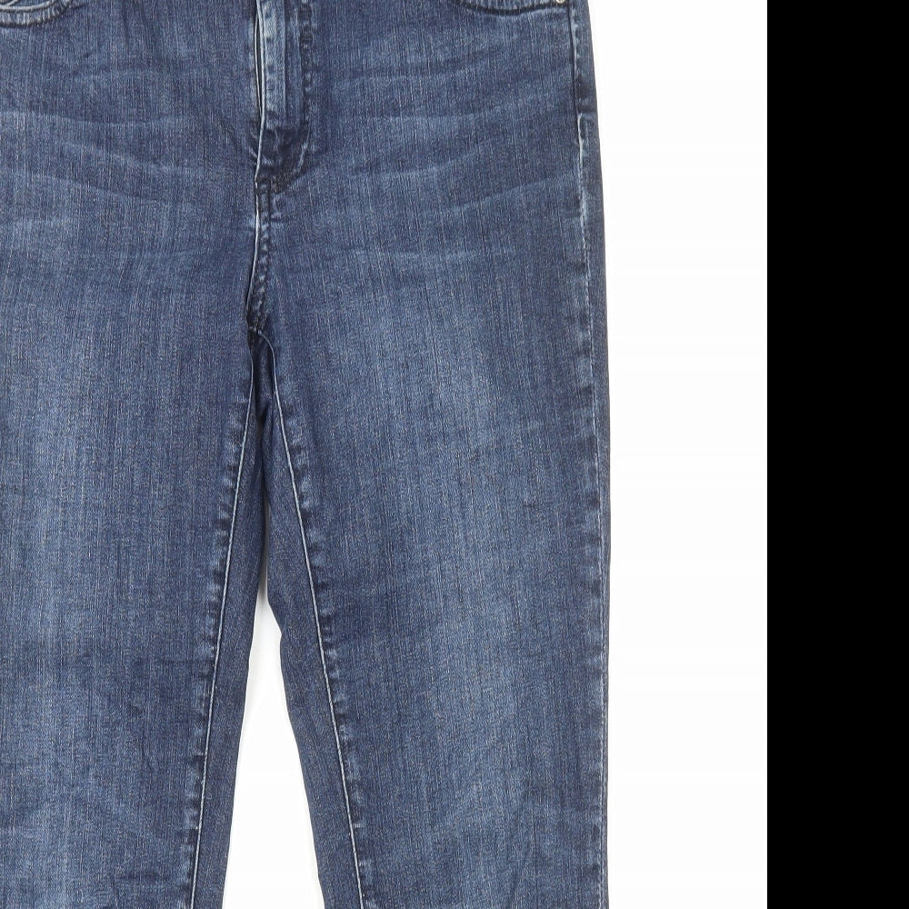 White Stuff Womens Blue Cotton Straight Jeans Size 10 L25 in Regular Zip
