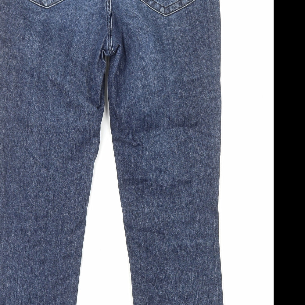 White Stuff Womens Blue Cotton Straight Jeans Size 10 L25 in Regular Zip