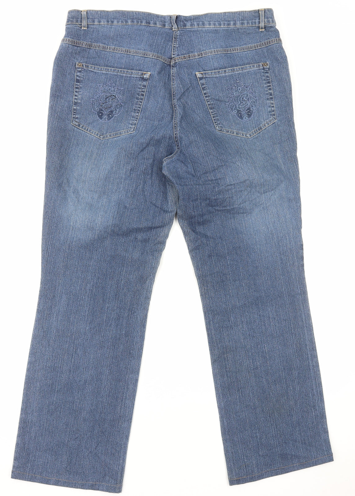 Editions Womens Blue Cotton Straight Jeans Size 18 L29 in Regular Zip