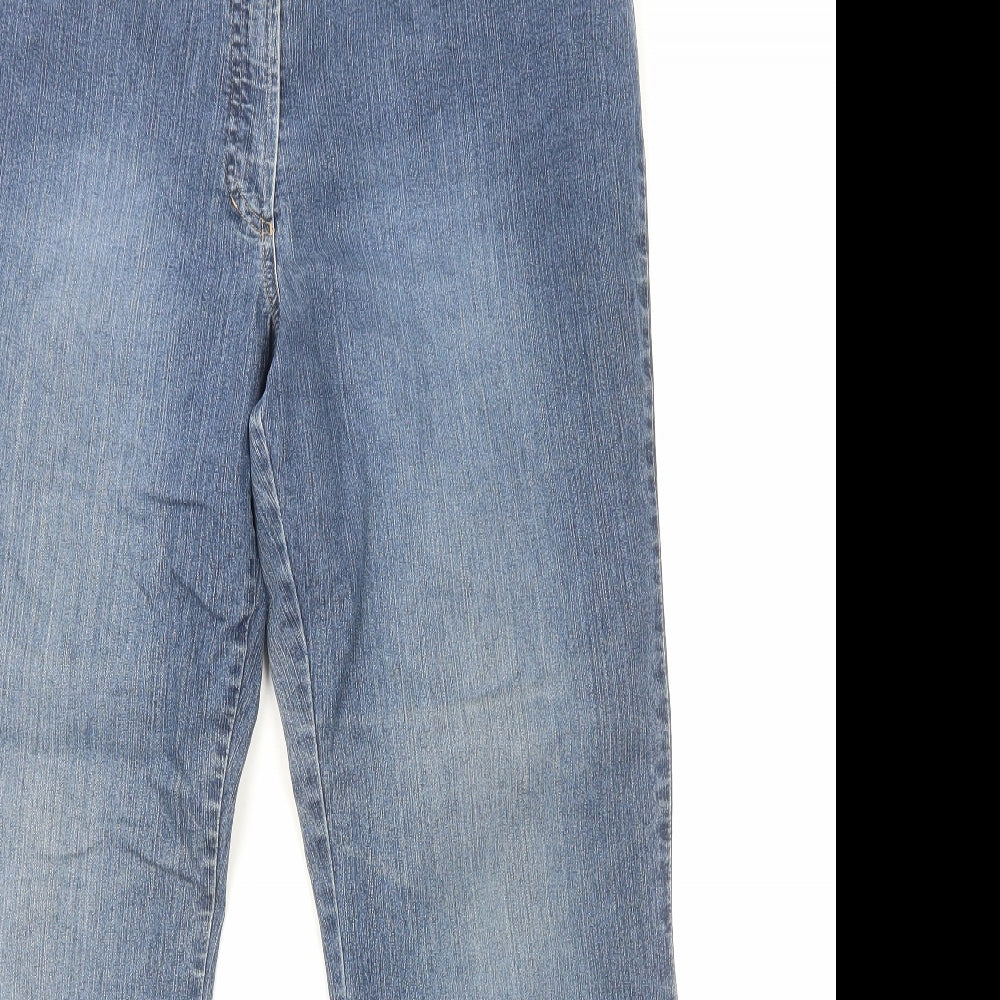 Editions Womens Blue Cotton Straight Jeans Size 18 L29 in Regular Zip