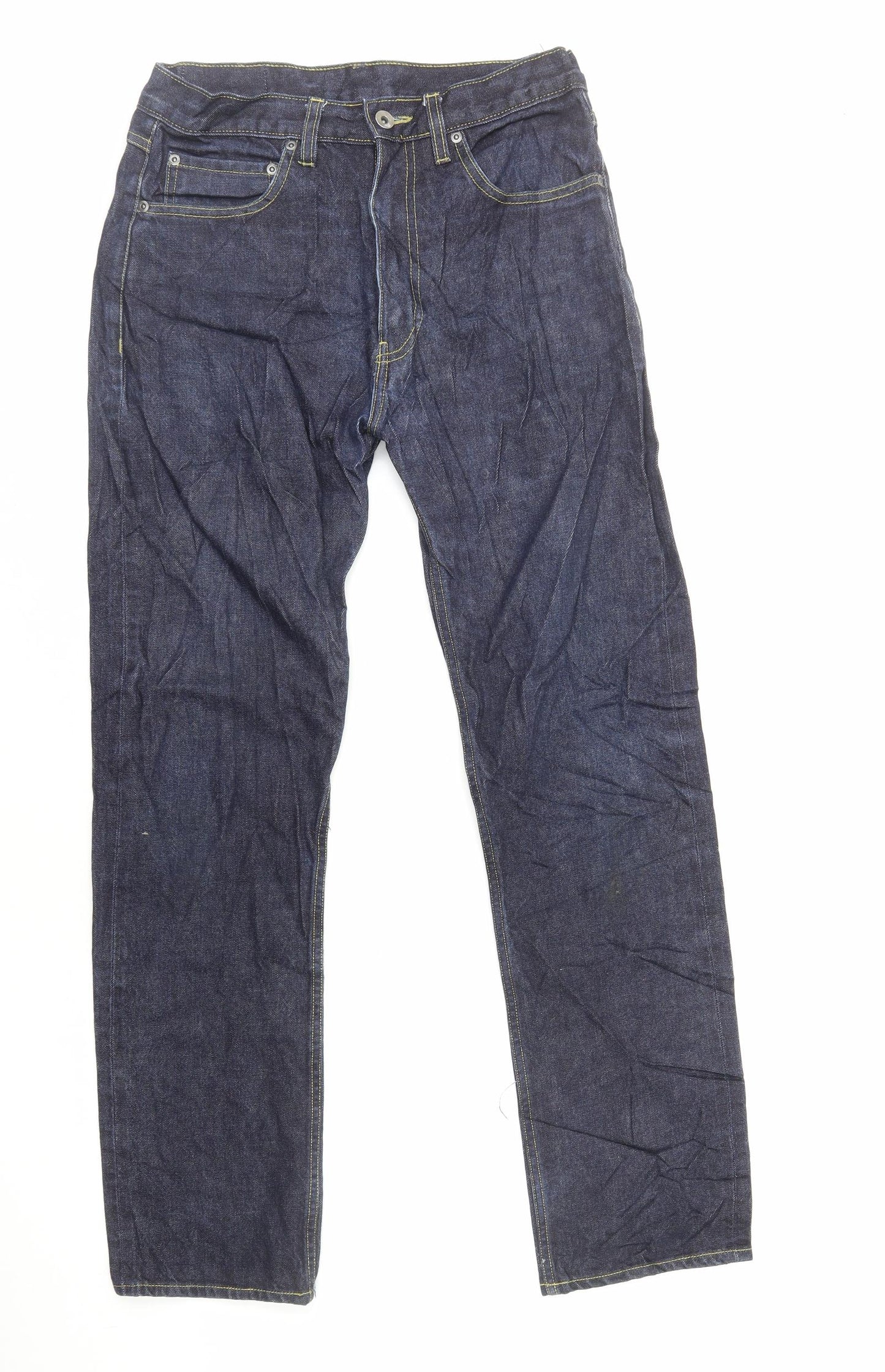 Community Clothing Mens Blue Cotton Straight Jeans Size S L32 in Regular Button
