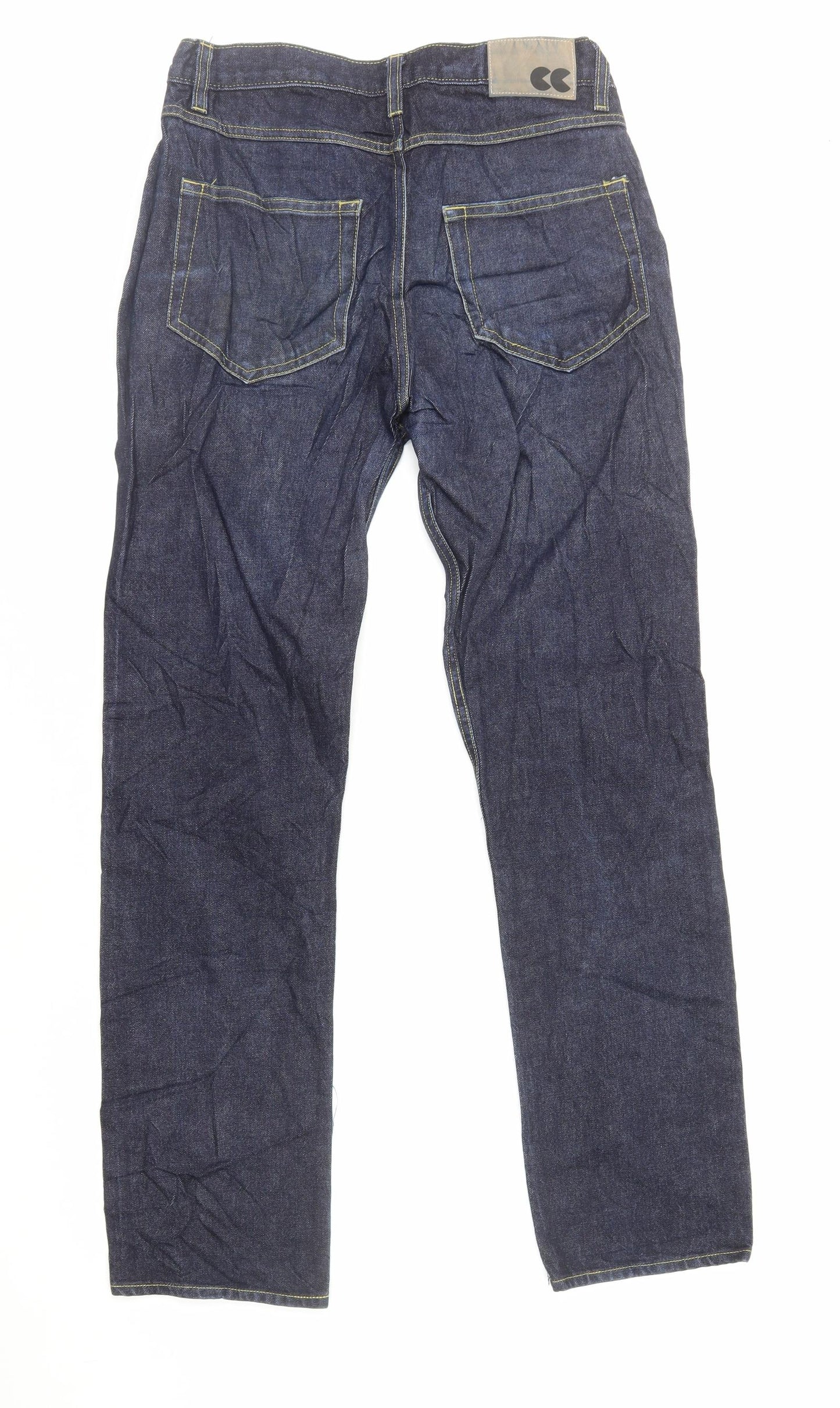 Community Clothing Mens Blue Cotton Straight Jeans Size S L32 in Regular Button