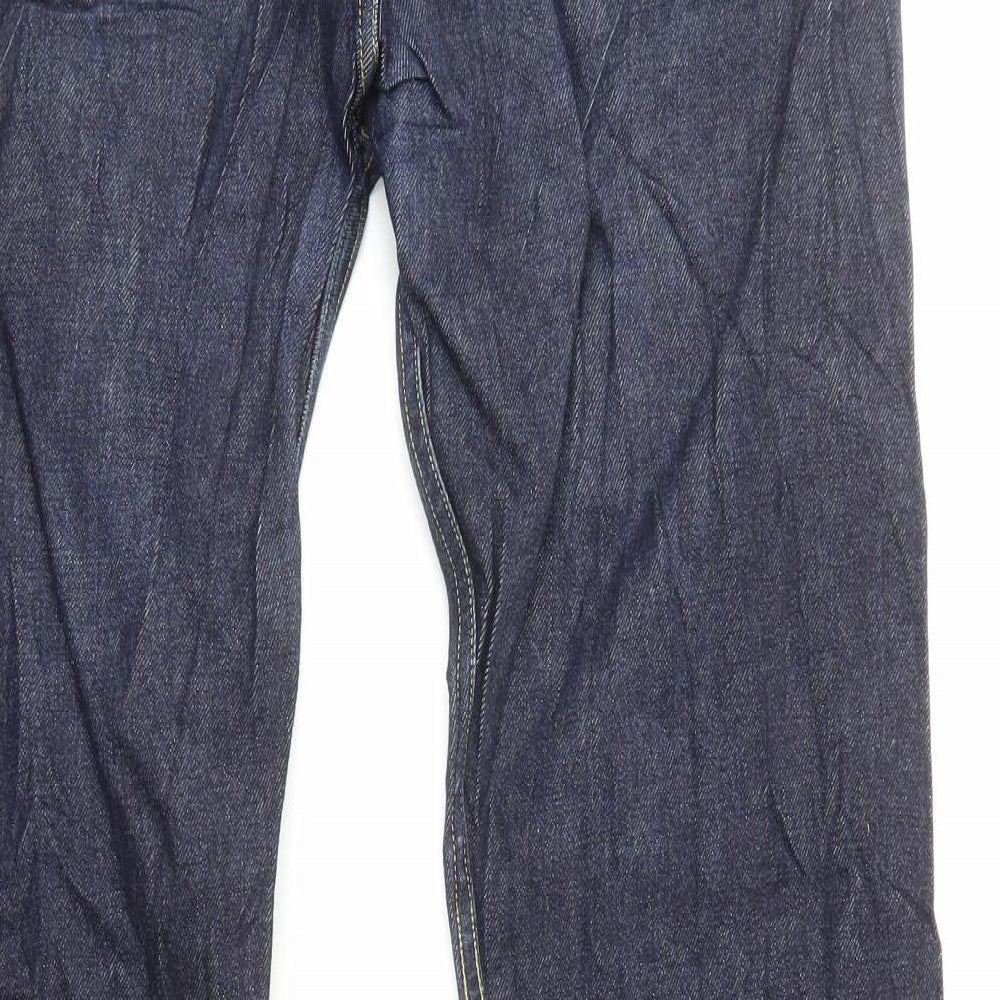 Community Clothing Mens Blue Cotton Straight Jeans Size S L32 in Regular Button
