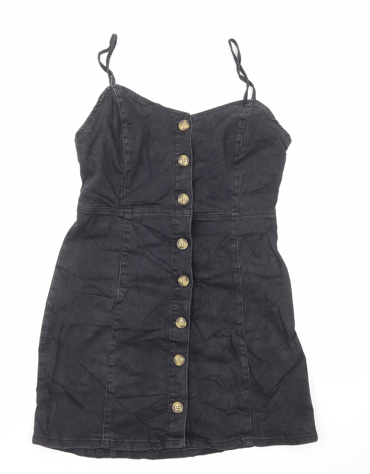 Primark Womens Grey Cotton Mini Size 12 Sweetheart Button
