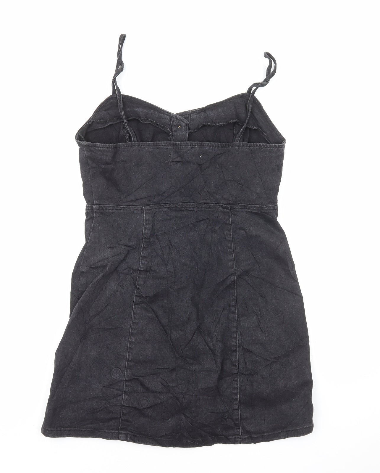 Primark Womens Grey Cotton Mini Size 12 Sweetheart Button