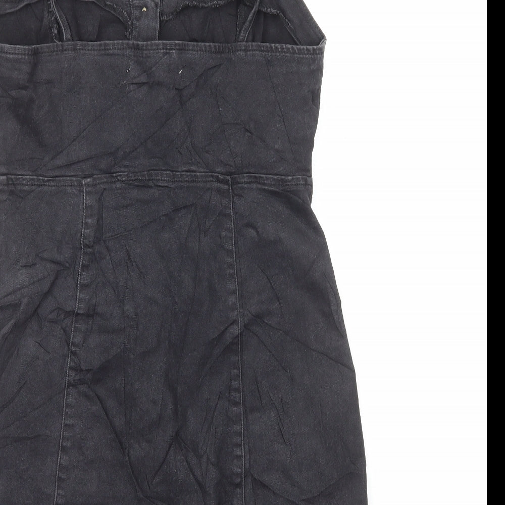 Primark Womens Grey Cotton Mini Size 12 Sweetheart Button