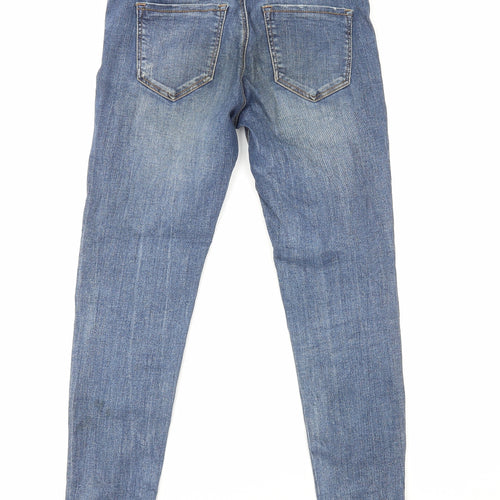 Stradivarius Womens Blue Cotton Straight Jeans Size 12 L27 in Regular Zip