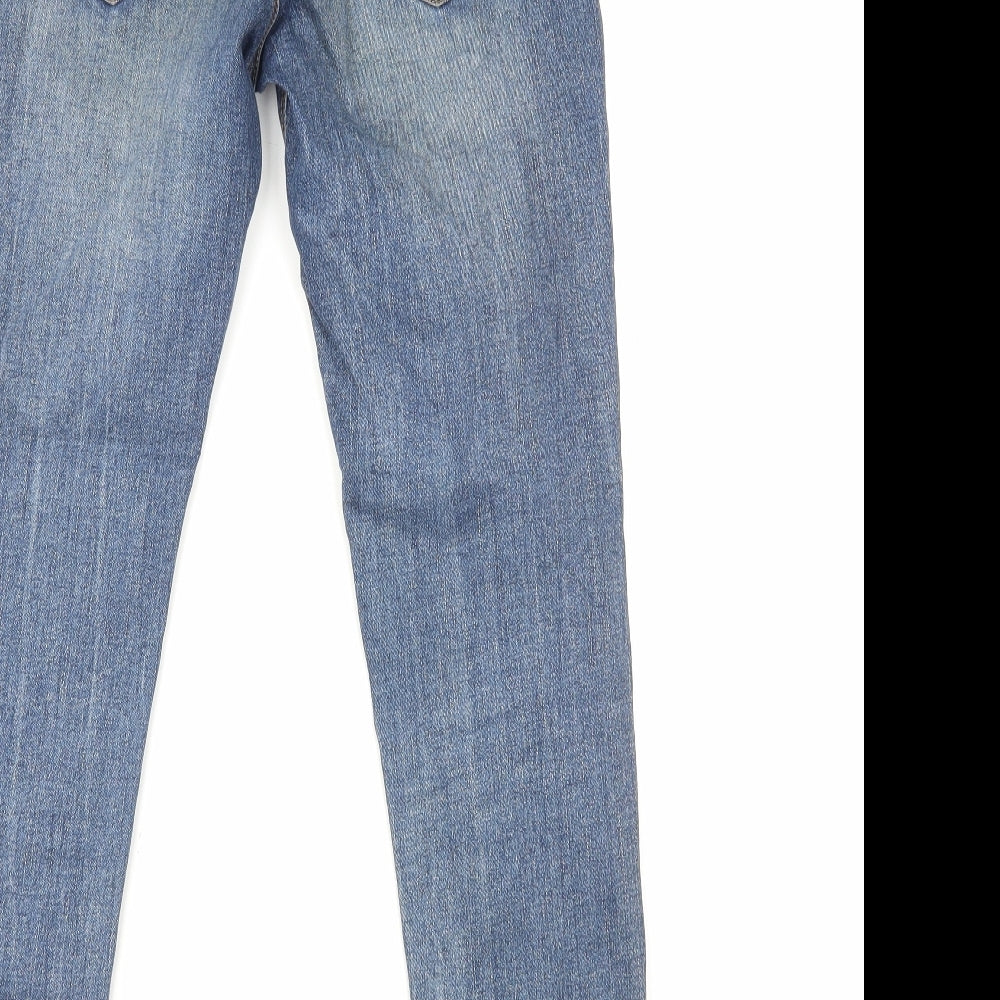 Stradivarius Womens Blue Cotton Straight Jeans Size 12 L27 in Regular Zip