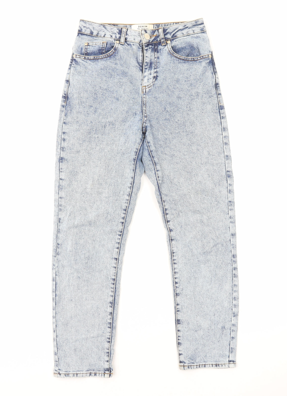 Miss Selfridge Womens Blue Cotton Straight Jeans Size 8 L27 in Regular Zip