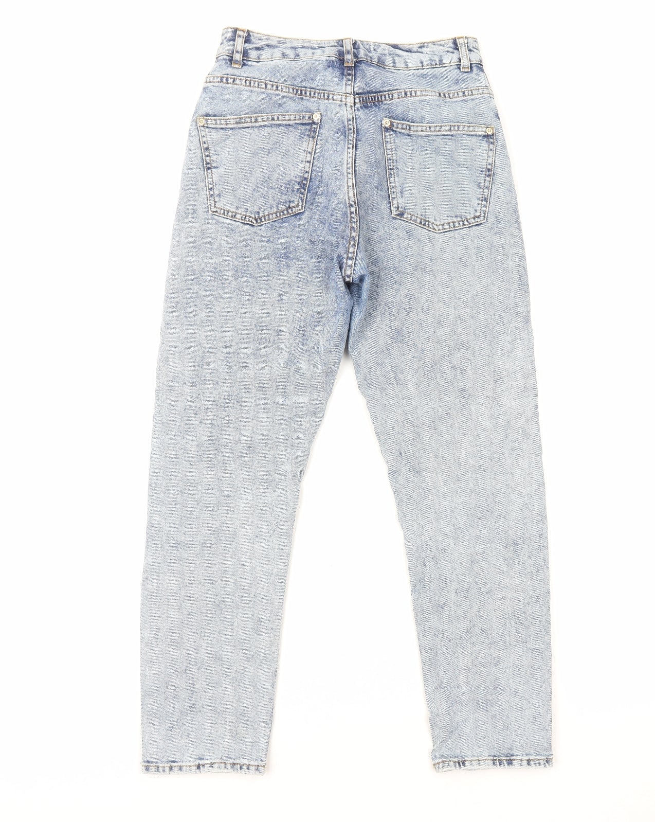 Miss Selfridge Womens Blue Cotton Straight Jeans Size 8 L27 in Regular Zip