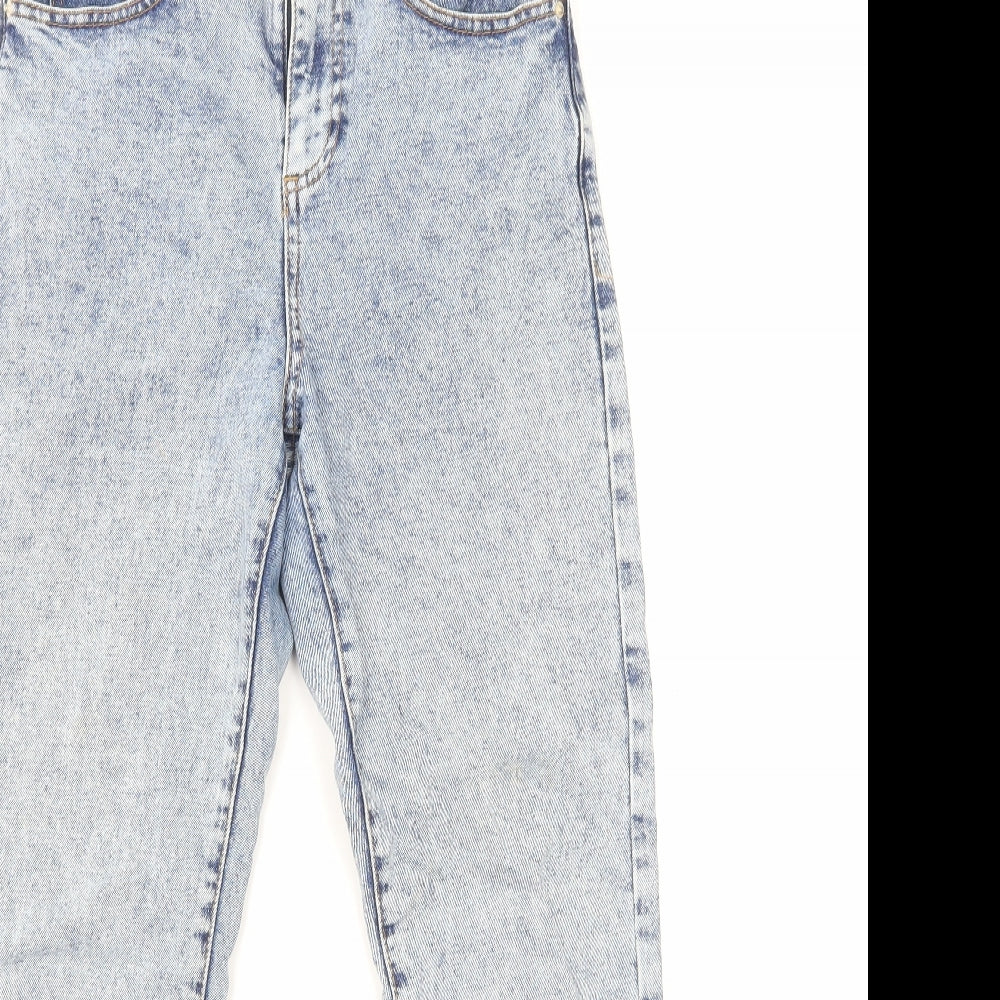 Miss Selfridge Womens Blue Cotton Straight Jeans Size 8 L27 in Regular Zip