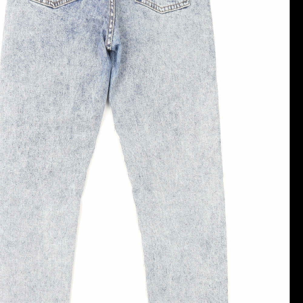 Miss Selfridge Womens Blue Cotton Straight Jeans Size 8 L27 in Regular Zip