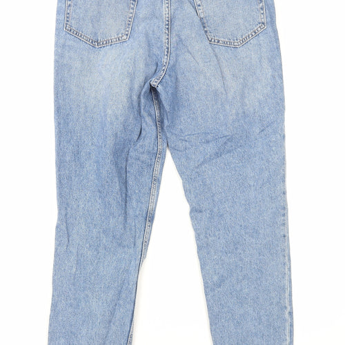 H&M Womens Blue Cotton Straight Jeans Size 10 L29 in Regular Button