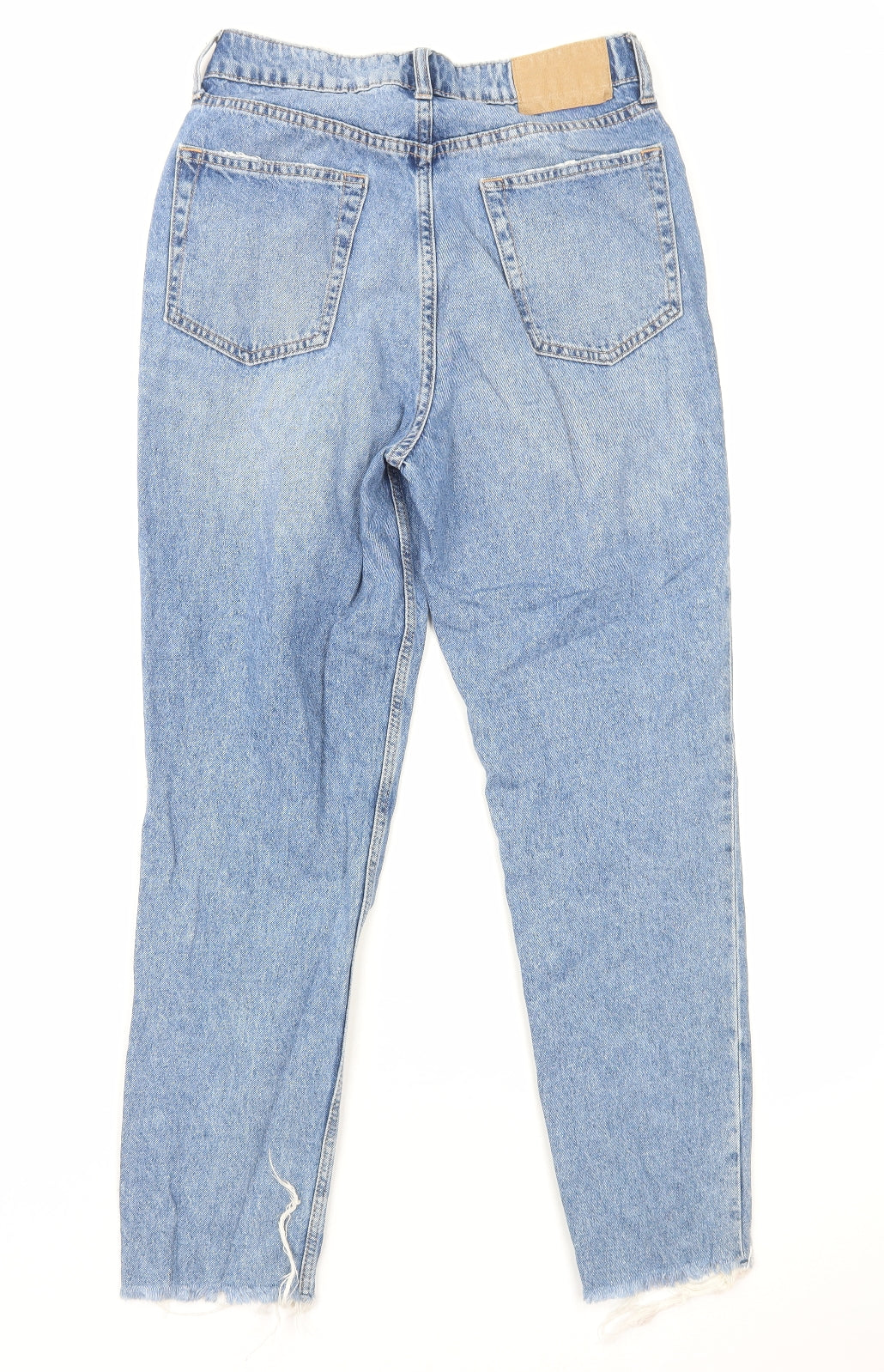 H&M Womens Blue Cotton Straight Jeans Size 10 L29 in Regular Button
