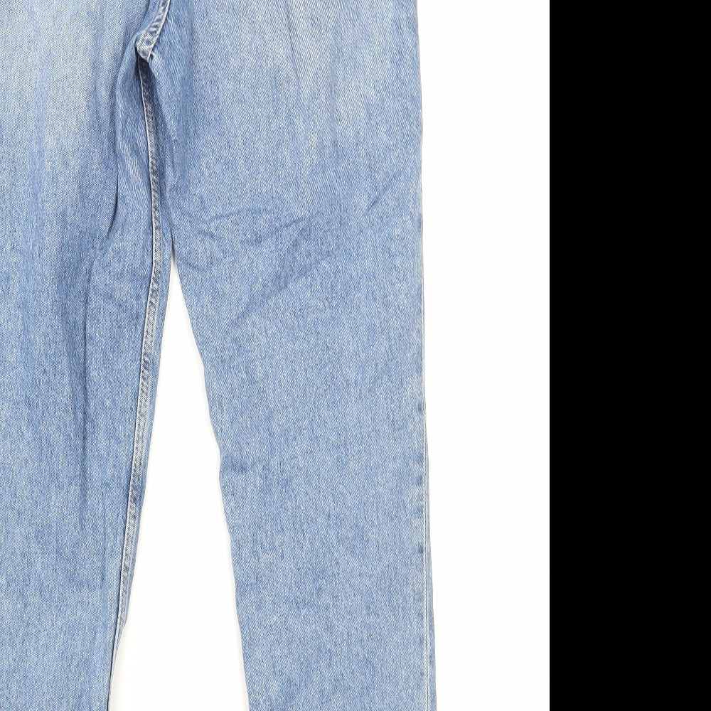 H&M Womens Blue Cotton Straight Jeans Size 10 L29 in Regular Button