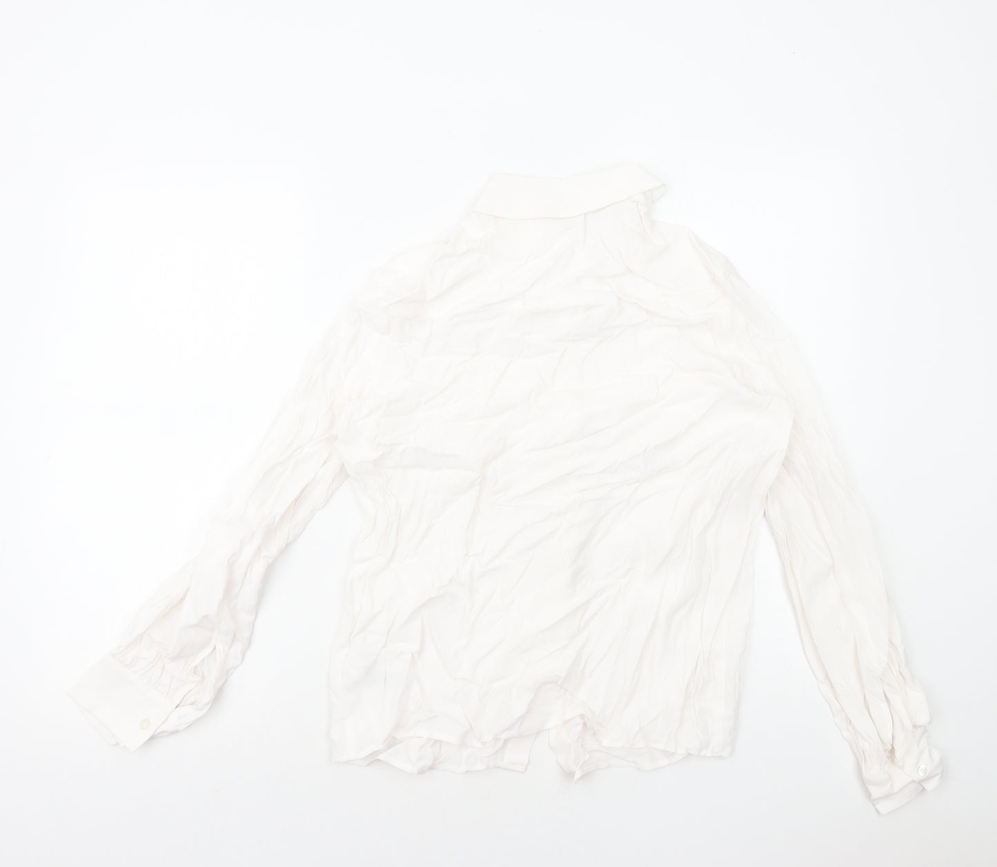 Marks and Spencer Womens White Viscose Basic Button-Up Size 10 Collared