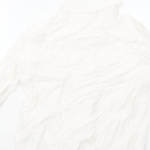 Marks and Spencer Womens White Viscose Basic Button-Up Size 10 Collared