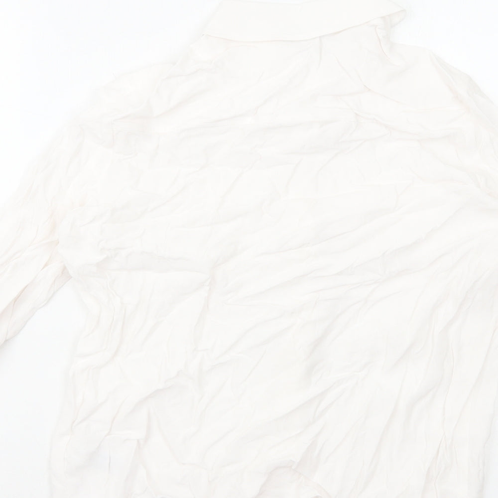 Marks and Spencer Womens White Viscose Basic Button-Up Size 10 Collared