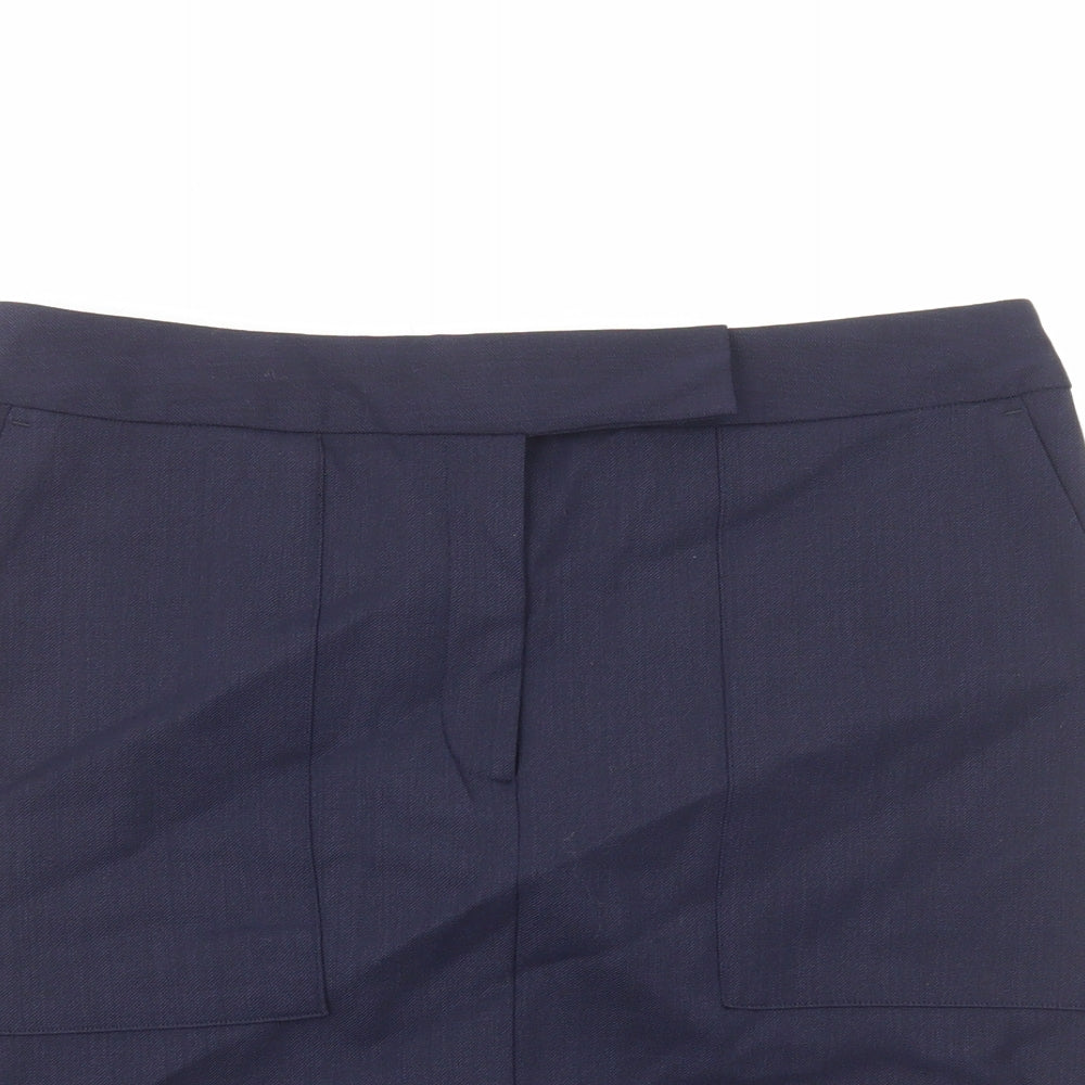 Marks and Spencer Womens Blue Wool A-Line Skirt Size 12 Zip