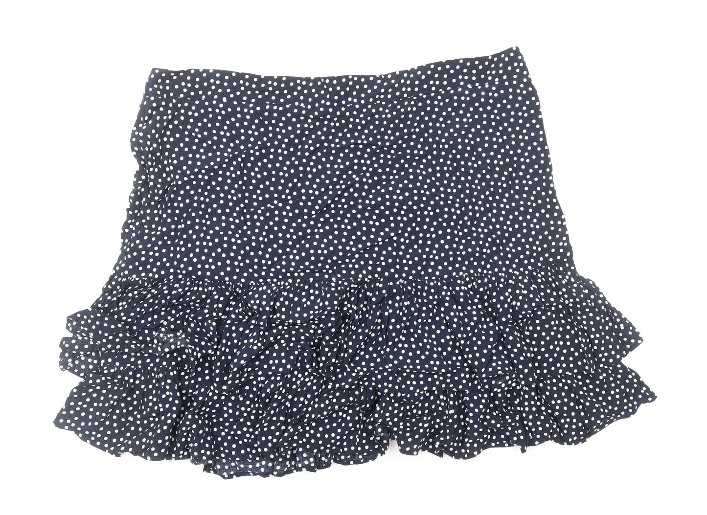 Marks and Spencer Womens Blue Polka Dot Viscose Mini Skirt Size 22 Zip