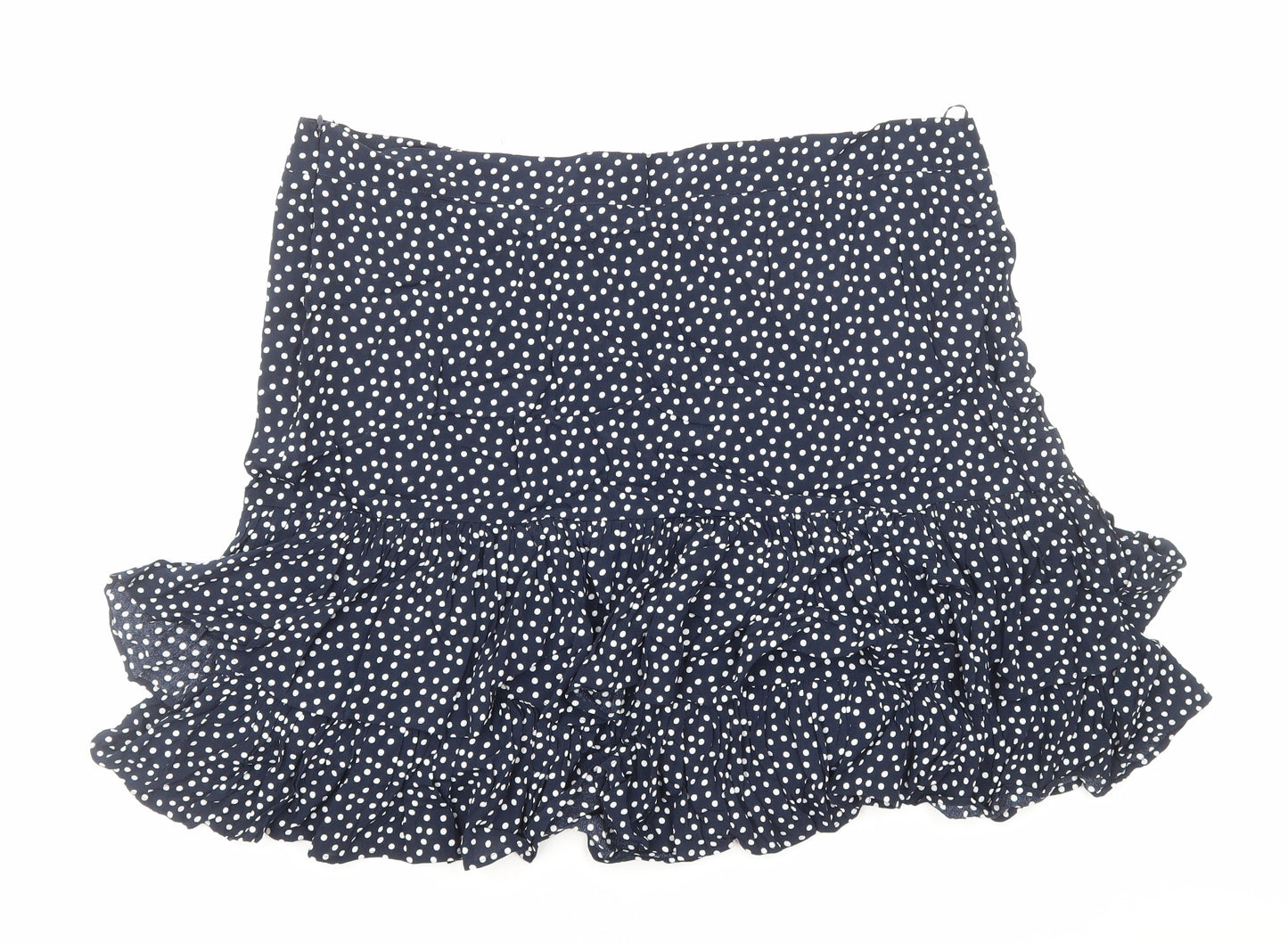 Marks and Spencer Womens Blue Polka Dot Viscose Mini Skirt Size 22 Zip