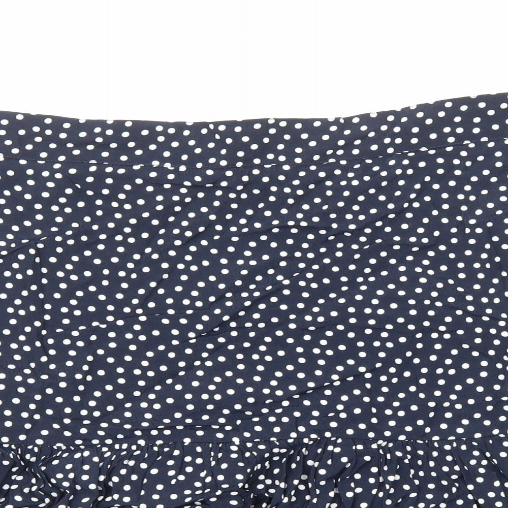 Marks and Spencer Womens Blue Polka Dot Viscose Mini Skirt Size 22 Zip