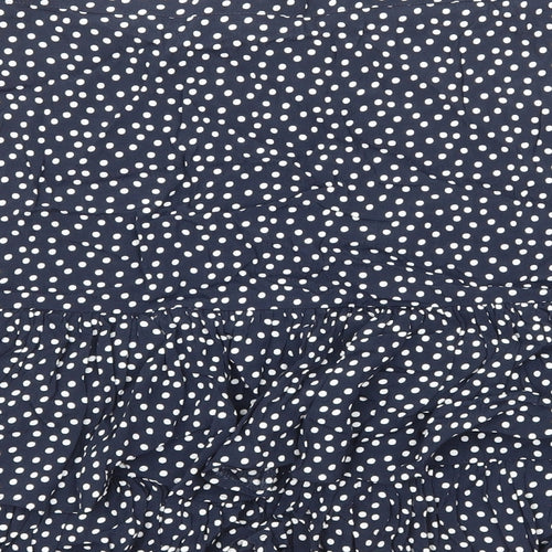 Marks and Spencer Womens Blue Polka Dot Viscose Mini Skirt Size 22 Zip