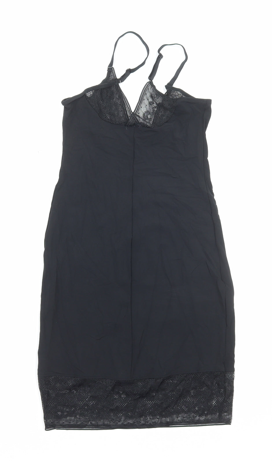 Marks and Spencer Womens Black Solid Polyamide Cami Dress Size 12 - Lace Detail