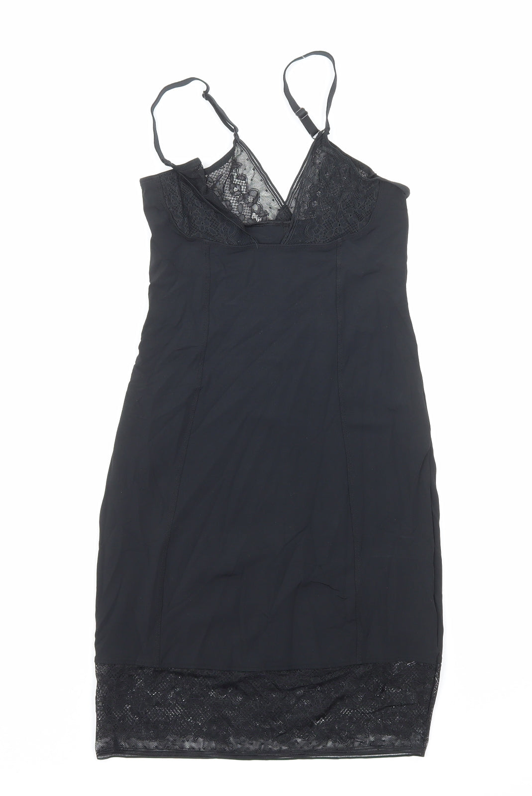 Marks and Spencer Womens Black Solid Polyamide Cami Dress Size 12 - Lace Detail