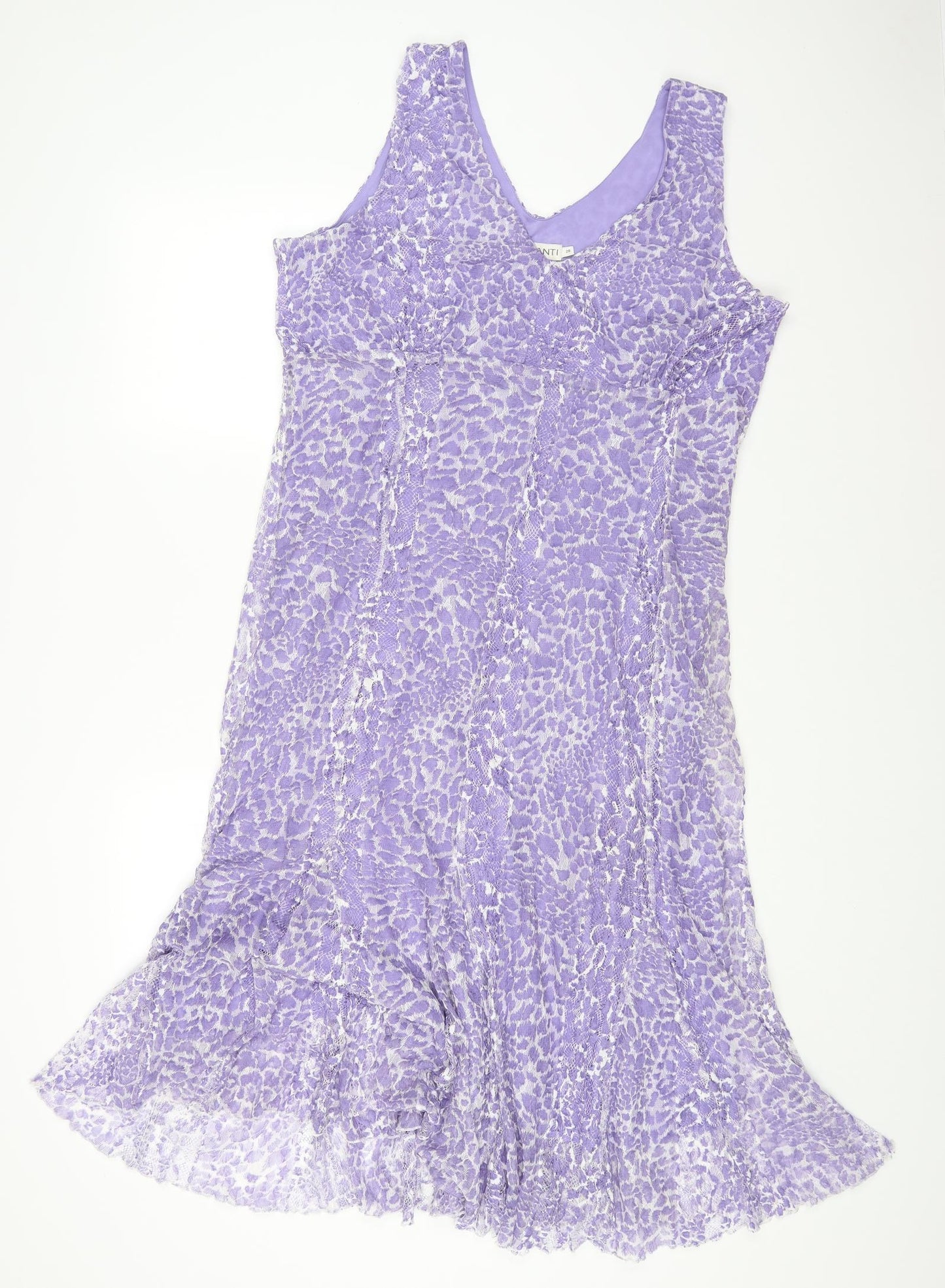 CHIANTI Womens Purple Animal Print Polyester Tank Dress Size 20 V-Neck Pullover - Leopard Print