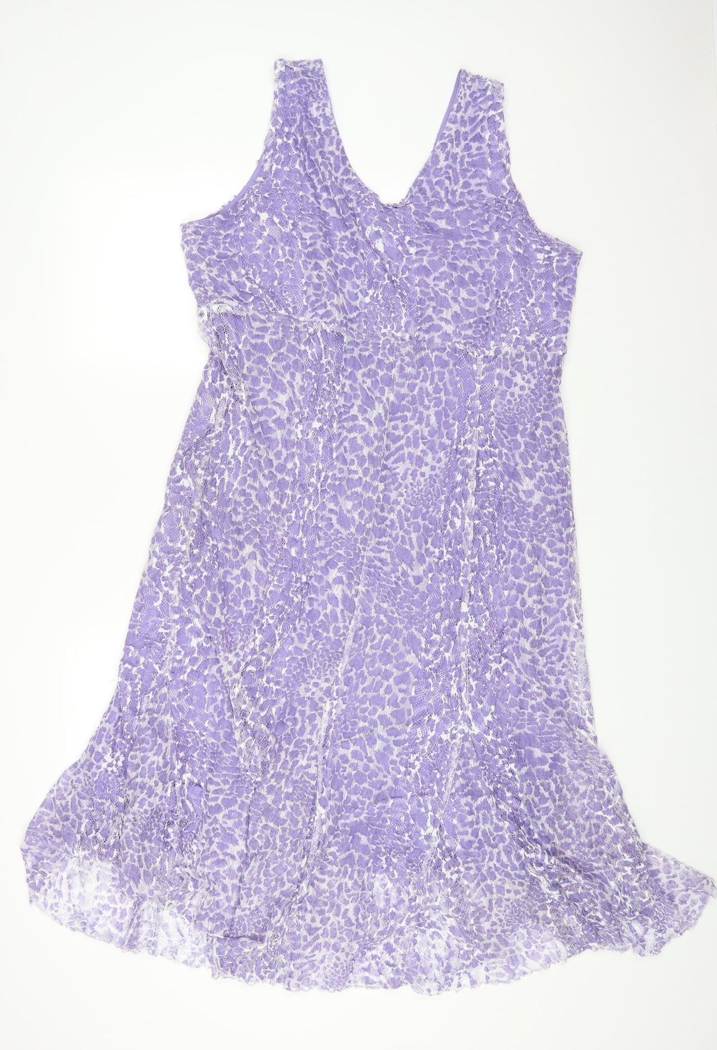 CHIANTI Womens Purple Animal Print Polyester Tank Dress Size 20 V-Neck Pullover - Leopard Print