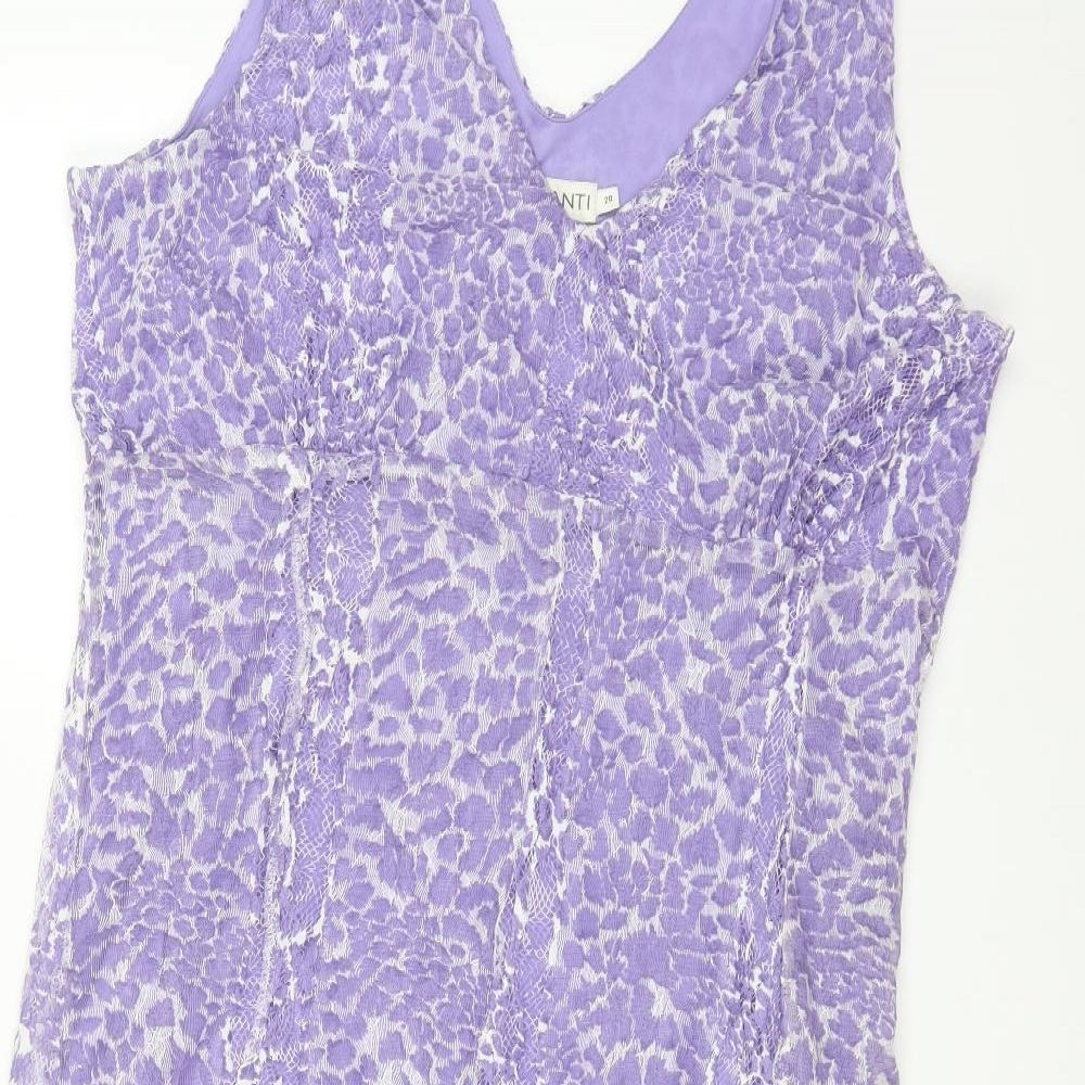 CHIANTI Womens Purple Animal Print Polyester Tank Dress Size 20 V-Neck Pullover - Leopard Print