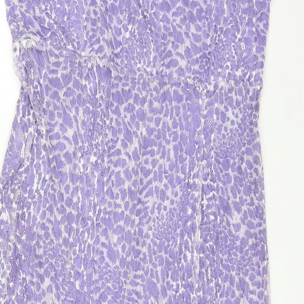 CHIANTI Womens Purple Animal Print Polyester Tank Dress Size 20 V-Neck Pullover - Leopard Print