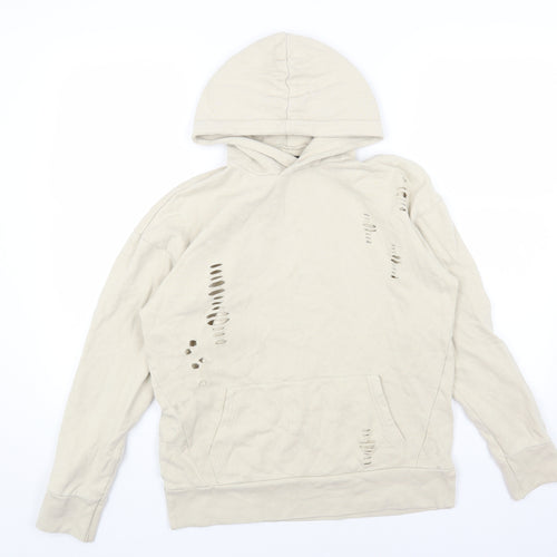 River Island Mens Beige Cotton Pullover Hoodie Size XS