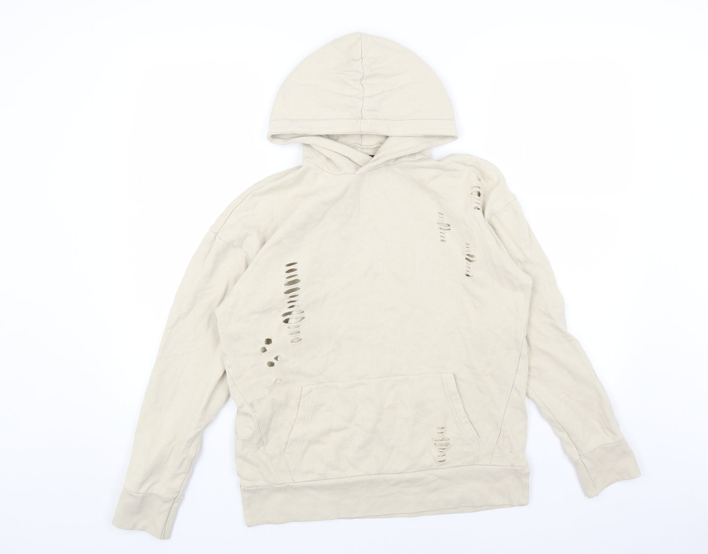 River Island Mens Beige Cotton Pullover Hoodie Size XS