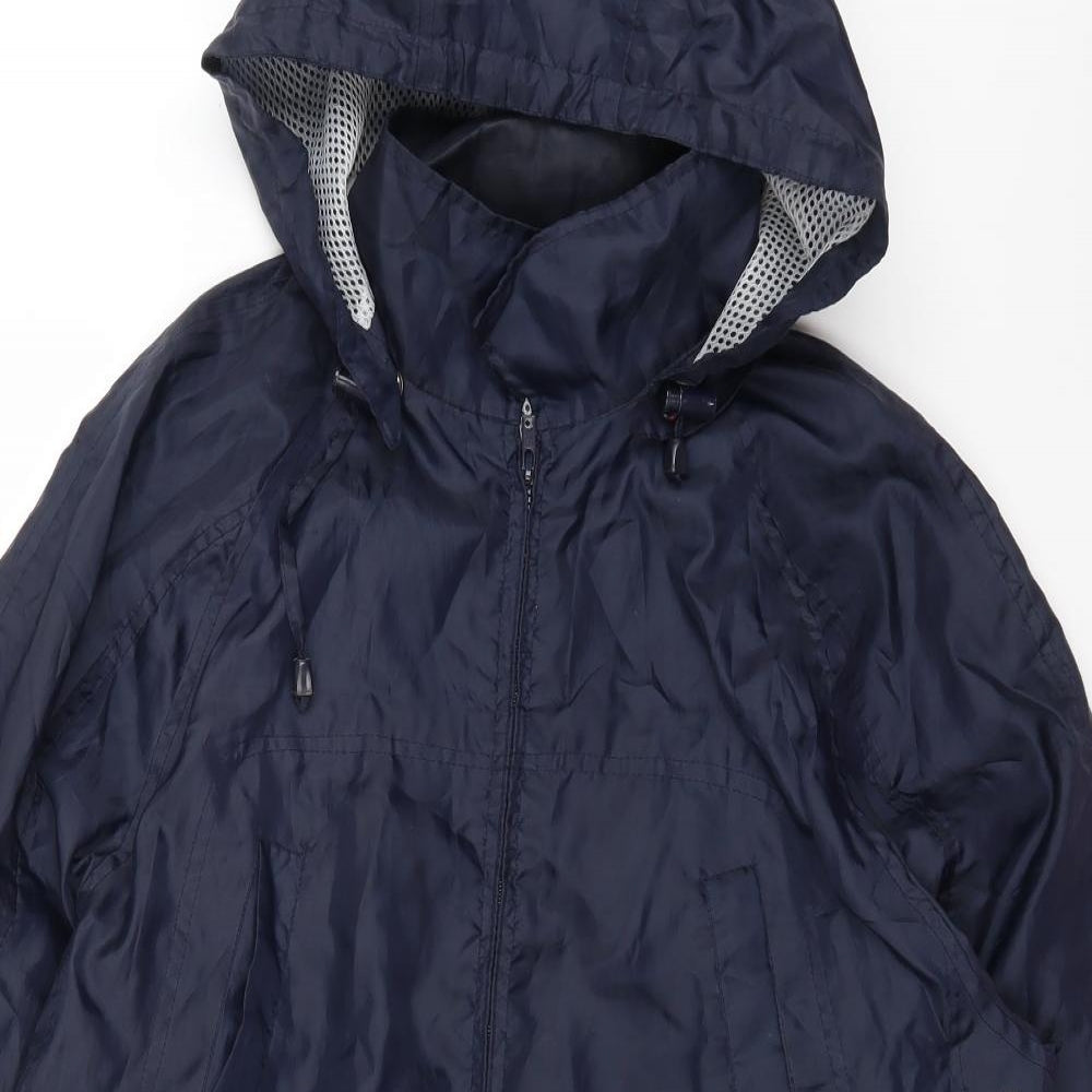 Preworn Mens Blue Rain Coat Coat Size XL Zip