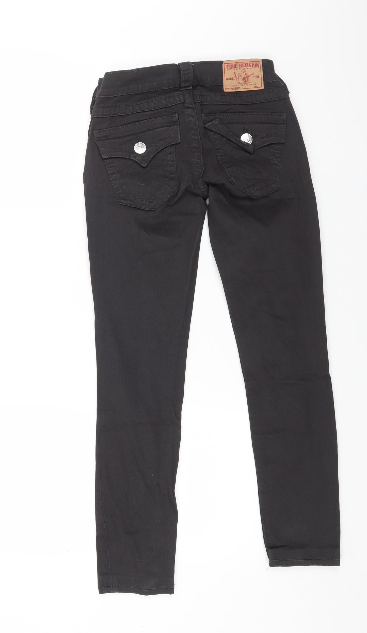 True Religion Womens Black Cotton Straight Jeans Size 24 in L25 in Regular Button