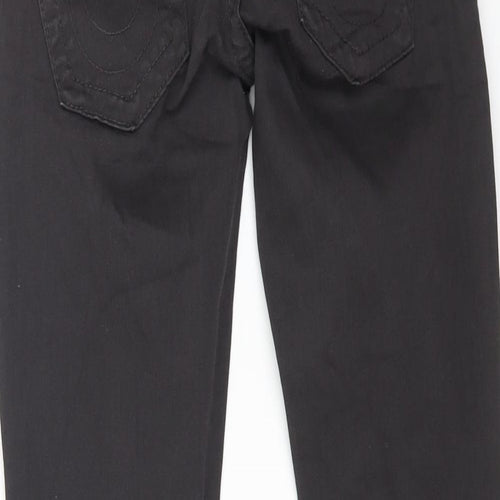 True Religion Womens Black Cotton Straight Jeans Size 24 in L25 in Regular Button